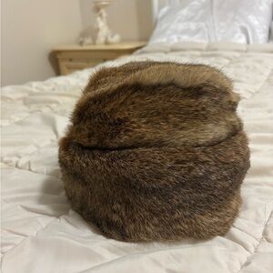 VINTAGE 50s French real rabbit fur pill hat russian mob wife vibes or pin up